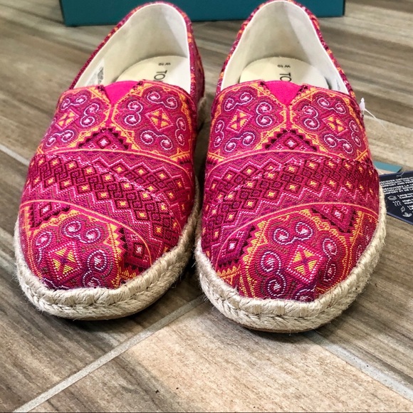 TOMS Pink Multi Floral Woven Espradille Alpargatas - Picture 9 of 12